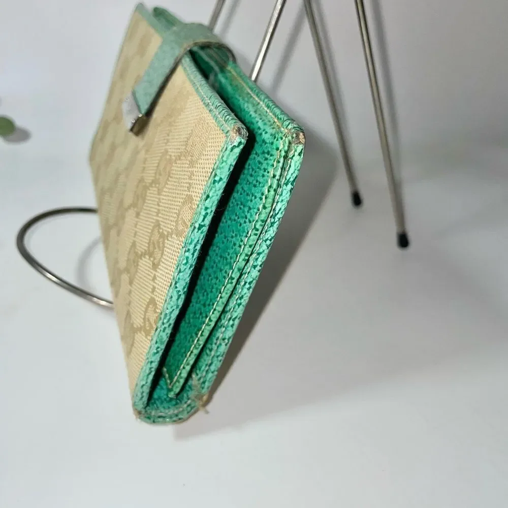 Gucci Tan and Green Continental Wallet - Picture 5 of 16